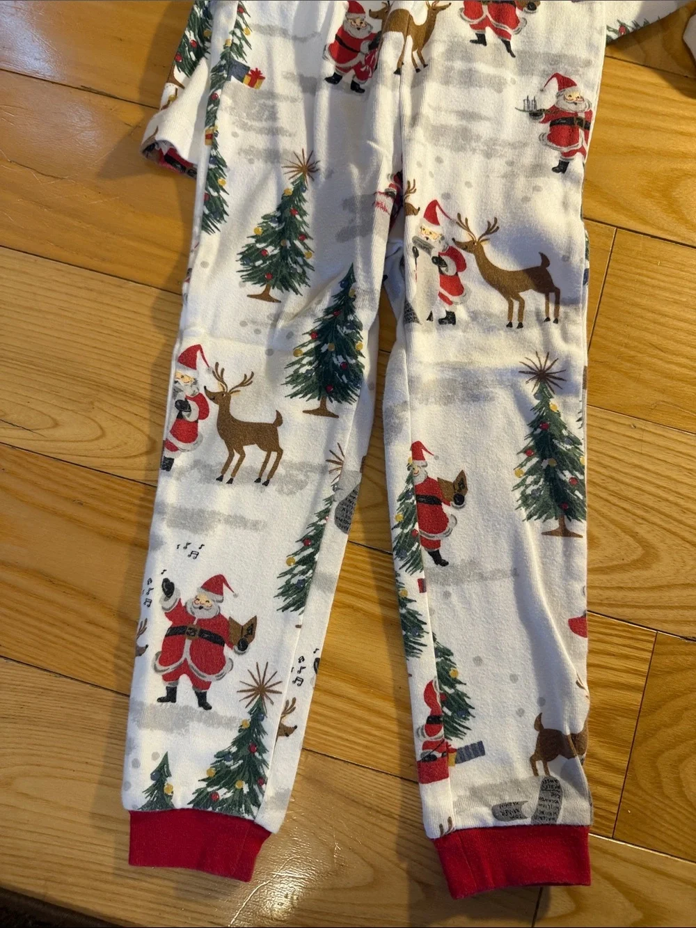 Pottery Barn Kids White Holiday Character Pajama Set with Red Trim